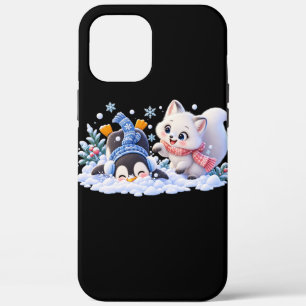 Schattige winter Arctische vos en pinguïn spelen i iPhone 12 Pro Max Hoesje