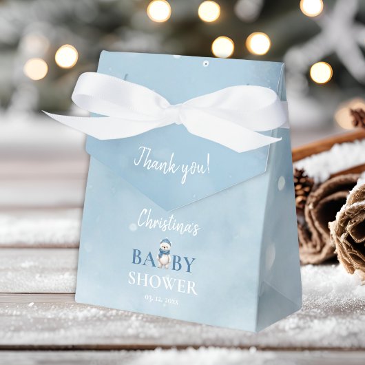 Schattige Winter Beer Blauw Baby shower Dank u Bedankdoosjes