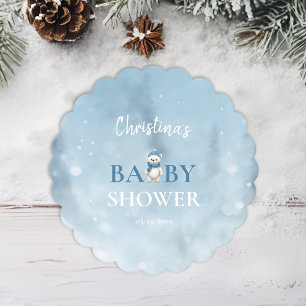 Schattige Winter Beer Blauw Baby shower Kartonnen Onderzetters