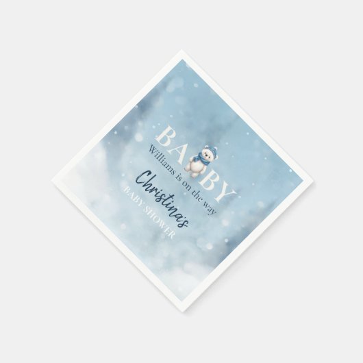 Schattige Winter Beer Blauw Baby shower Servet (Hoek)