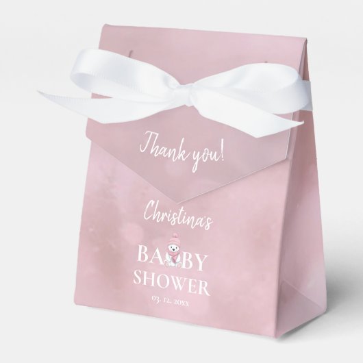 Schattige Winter Beer Roze Baby shower Dank u Bedankdoosjes (Voorkant Zijde)