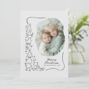 Schattige Winter Bos Kerst Groet Fotokaart Feestdagenkaart