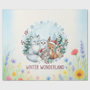 Schattige winter bosdieren watercolor kerst- cadeaupapier