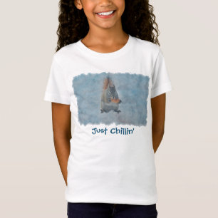 Schattige winter eekhoorn die chillelt met een pin t-shirt