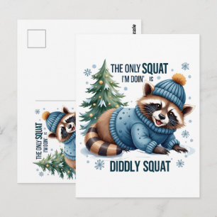 Schattige Winter Kerst Wasbeer Festieve Feestdag Briefkaart