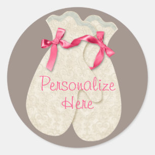 schattige winter mittens lint lace classi ronde sticker