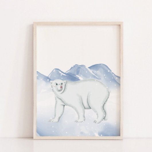 Schattige Winter Polar Beer Arctic Nursery Wall De Poster