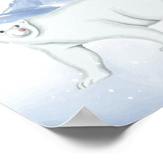 Schattige Winter Polar Beer Arctic Nursery Wall De Poster (Hoek)