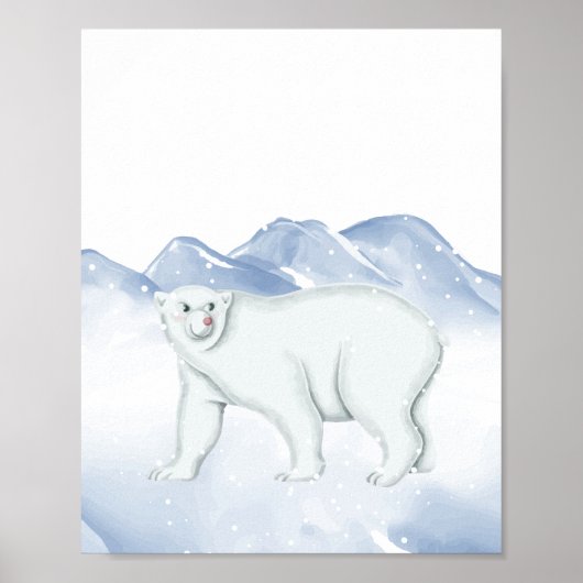 Schattige Winter Polar Beer Arctic Nursery Wall De Poster (Voorkant)