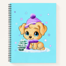 Schattige Winter Puppy Dog Art Turquoise-laptop