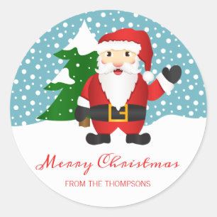 Schattige Winter Sint En Gepersonaliseerde Naam Ke Ronde Sticker