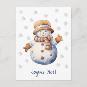 Schattige winter sneeuwman Joyeux Noël kerstkaart Briefkaart
