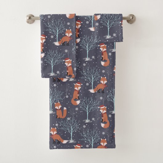 Schattige Winter Vossen Bad Handdoek (Insitu)