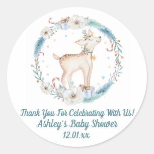 Schattige Winter Woodland Baby shower Ronde Sticker