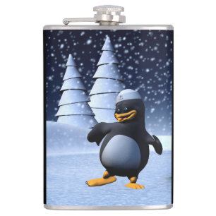Schattige Winter Zeeman Pinguïn Sneeuw Vakantie Ku Heupfles