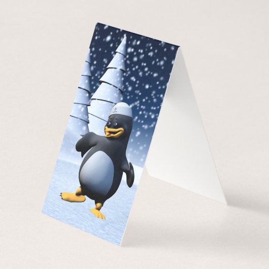 Schattige Winter Zeeman Pinguïn Sneeuw Vakantie Ku Kaart (Voorkant)