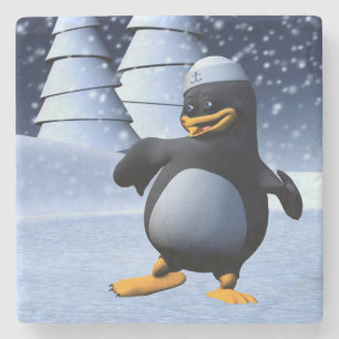 Schattige Winter Zeeman Pinguïn Sneeuw Vakantie Ku Stenen Onderzetter