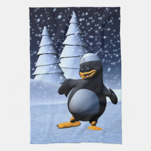 Schattige Winter Zeeman Pinguïn Sneeuw Vakantie Ku Theedoek