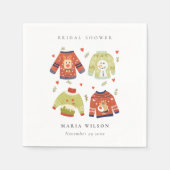 Schattige Winterhart Bladerige Hete Trui Bruilofts Servet (Voorkant)