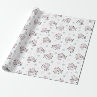 Schattige winterkattenpatroon met sjaals en sneeuw cadeaupapier