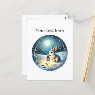 Schattige winterkonijn aanpasbaar briefkaart