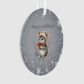 Schattige Wintermuis met Bessen Ornament (voorkant)
