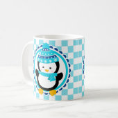 Schattige Winterpinguïn - Blauw Turquoise Koffiemok (Voorkant links)
