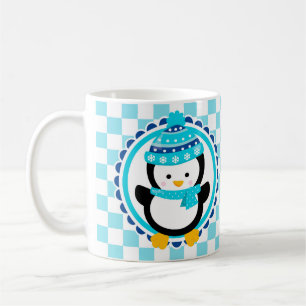 Schattige Winterpinguïn - Blauw Turquoise Koffiemok