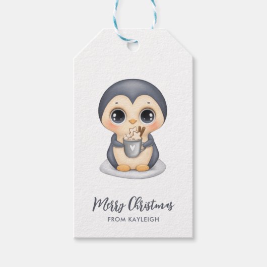 Schattige winterpinguïn Gift Labels Cadeaulabel (Voorkant)