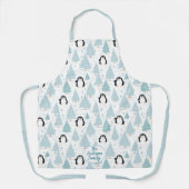 Schattige winterpinguïn kerstblauw Schort (Voorkant)