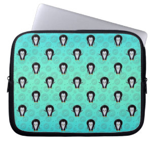 Schattige winterpinguïns over turquoise en mintgro laptop sleeve
