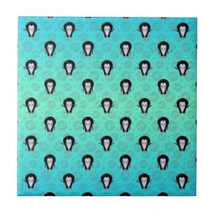 Schattige winterpinguïns over turquoise en mintgro tegeltje