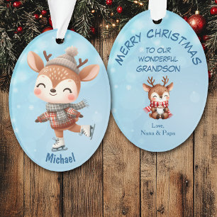 Schattige Winterrendier Kleinzoon Kerstmis Ornament