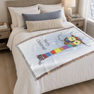 Schattige Winteruil Regenboog Sjaal Hoed Whimsical Deken