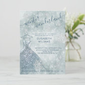 Schattige winterwonderland bokeh lief 16 invitat kaart (Staand voorkant)