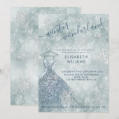 Schattige winterwonderland bokeh lief 16 invitat kaart (Voorkant / Achterkant)