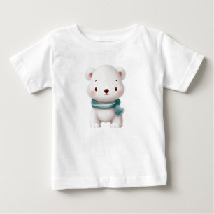 Schattige Wit Beer Baby T-shirt, Winter Baby showe
