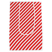 Schattige wit en rood gestreept medium cadeauzakje (Achterkant)