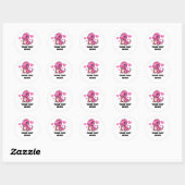Schattige Wit en Roze Gepersonaliseerde T-rex Ronde Sticker (Vel)