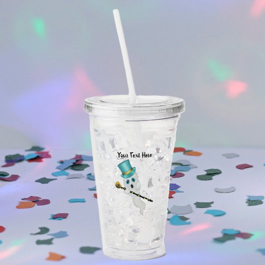 Schattige wit Fancy spook blauw top hoed schedel r Acryl Drinkbeker