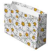 Schattige Wit Geel Daisies Floral Art Pattern Groot Cadeauzakje (Achterkant Gekanteld)
