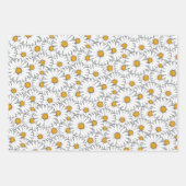 Schattige Wit Geel Daisies Floral Art Pattern Inpakpapier Vel (Voorkant)