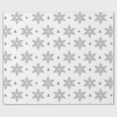 Schattige Wit Grijs Sneeuwvlokken Kerstpatroon Cadeaupapier (Vlak)