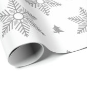 Schattige Wit Grijs Sneeuwvlokken Kerstpatroon Cadeaupapier (Rol Hoek)