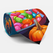 Schattige wit kitten pompoen Snoep Halloween Stropdas (Opgerold)