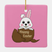 Schattige wit konijn in chocolade ei gelukkig Pase Keramisch Ornament (Achterkant)