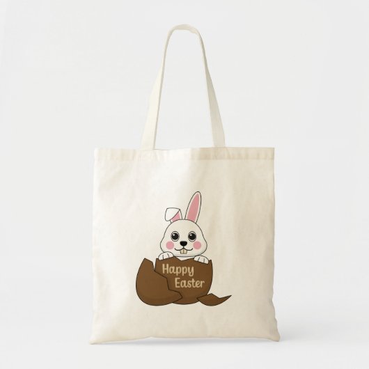 Schattige wit konijn in chocolade ei gelukkig Pase Tote Bag (Voorkant)
