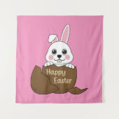 Schattige wit konijn in chocolade ei gelukkig Pase Wandkleed (Voorkant)