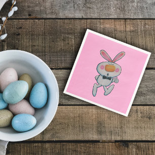 Schattige wit konijntje duimen omhoog Oranje neus  Servet