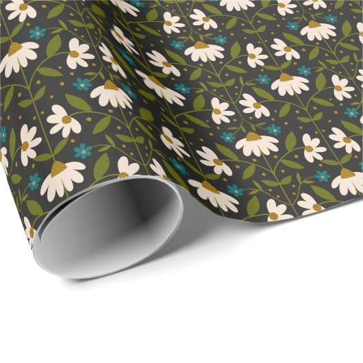 Schattige wit madeliefpatroon cadeaupapier (Rol Hoek)